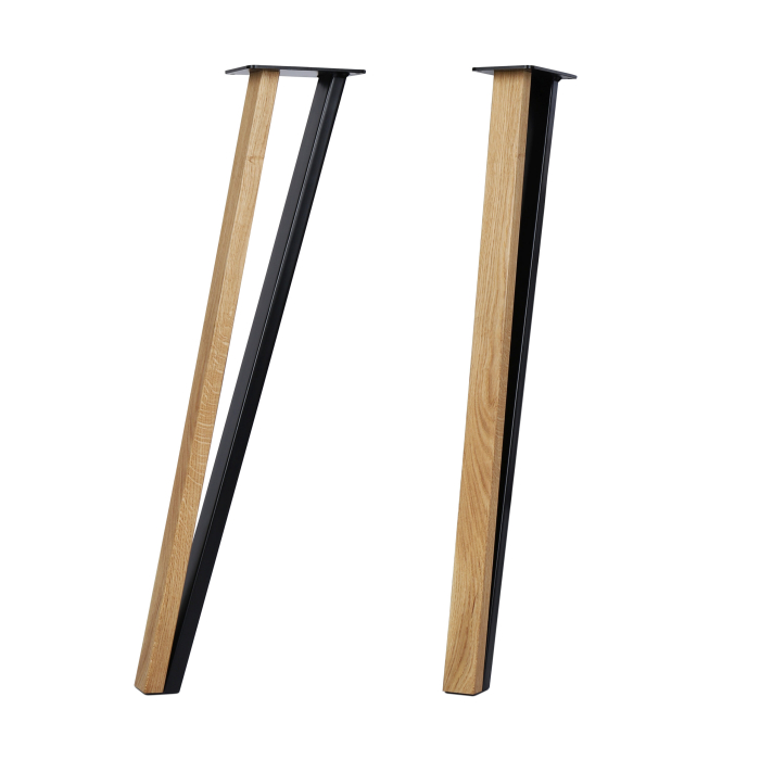 Picioare masa metal si lemn stejar – Set 4 bucati – H 730 mm [2]