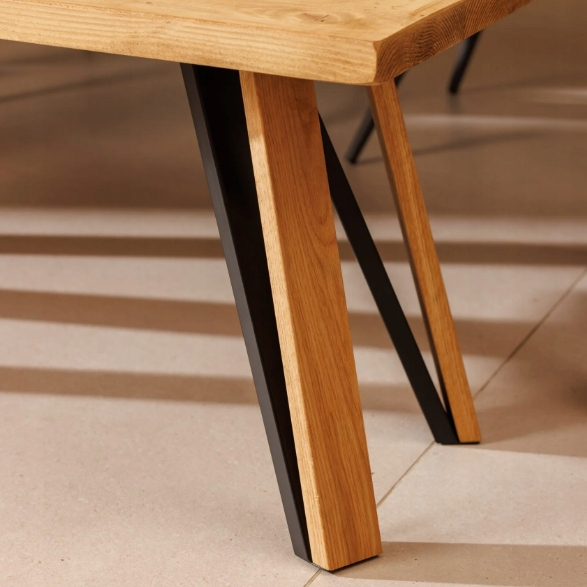 Picioare masa metal si lemn stejar – Set 4 bucati – H 730 mm [4]