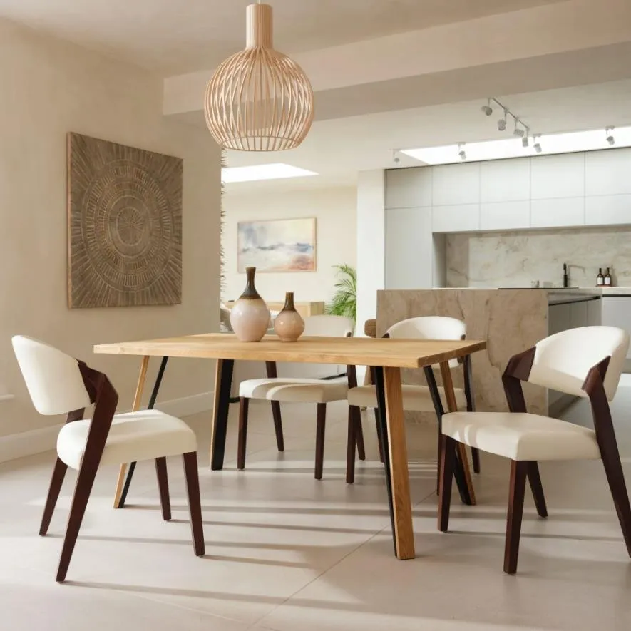 Picioare masa metal si lemn stejar – Set 4 bucati – H 730 mm [3]