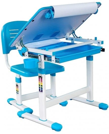 SET BIROU SI SCAUN COPII, REGLABIL PE INALTIME, BIMBI ALBASTRU [2]