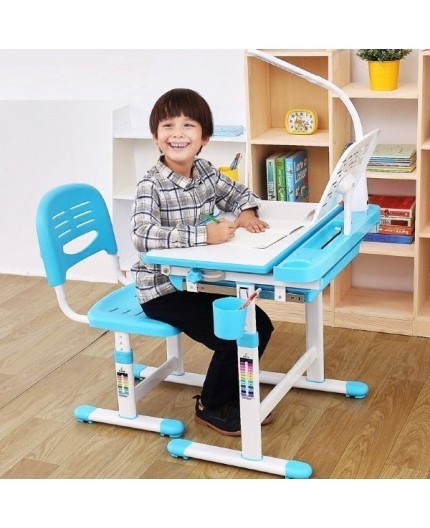 SET BIROU SI SCAUN COPII, REGLABIL PE INALTIME, CANTO ALBASTRU [5]