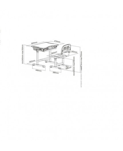 SET BIROU SI SCAUN COPII, REGLABIL PE INALTIME, PICO GRI [6]