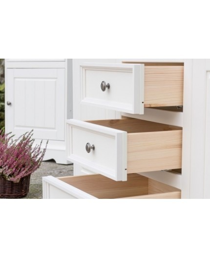 Vitrina alb-nuc Belluno Elegante din lemn de pin [2]