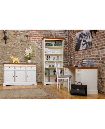 BIROU ELEGANT ALB/STEJAR BELLUNO DIN LEMN DE PIN [1]