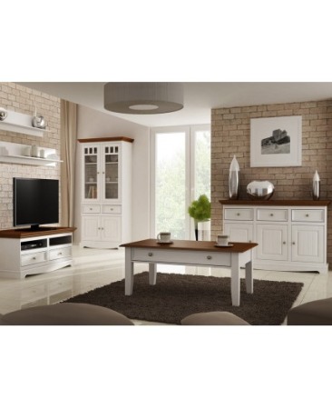 Dulap alb-nuc Belluno Elegante din lemn de pin [4]