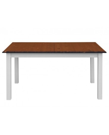Mese si Scaune - Masa alb-nuc Belluno din lemn de pin 150(197) x 93 cm