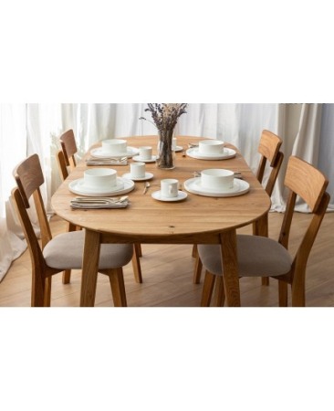 Masa rotunda din stejar de la 110 cm la 210 cm Orbetello extensibila [2]