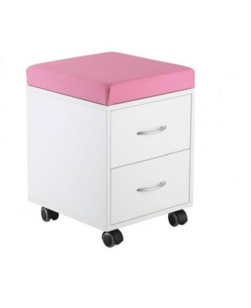 Mobilier copii - Noptiera functionala pe roti roz