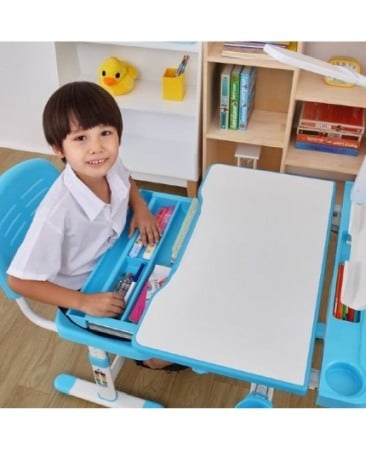 SET BIROU SI SCAUN COPII, REGLABIL PE INALTIME, CANTO ALBASTRU [6]