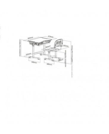 SET BIROU SI SCAUN COPII, REGLABIL PE INALTIME, PICO GRI [5]