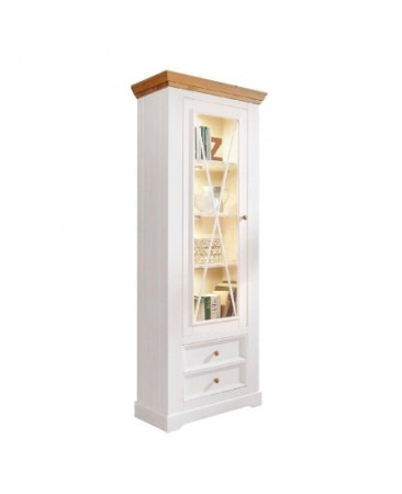Vitrine - Vitrina ingusta Marone din lemn de pin
