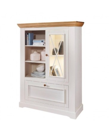 Vitrine - Vitrina ingusta Marone din lemn de pin