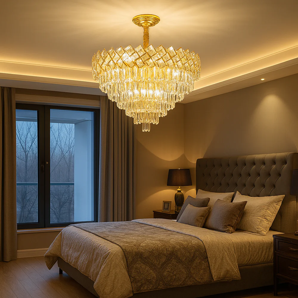 CANDELABRU AURIU CU CRISTALE – 8650/500 | Ø50 CM, 7X E27, ELEGANȚĂ ȘI RAFINAMENT [3]