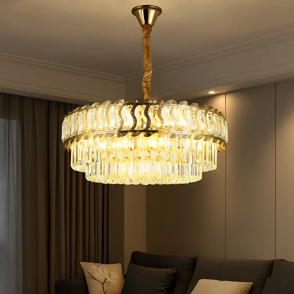 Candelabru cu cristale, 10 surse E27, Ø ≈ 600 mm, finisaj auriu – model 3526/600 FG [2]