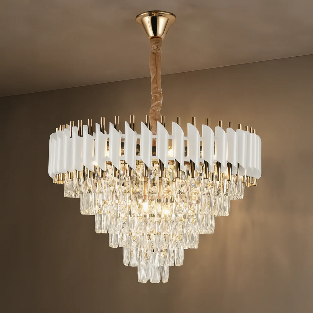 Candelabru Elegant cu Cristale si Detalii Aurii – Model 9001/600 WH+FGD, Ø60 cm [2]