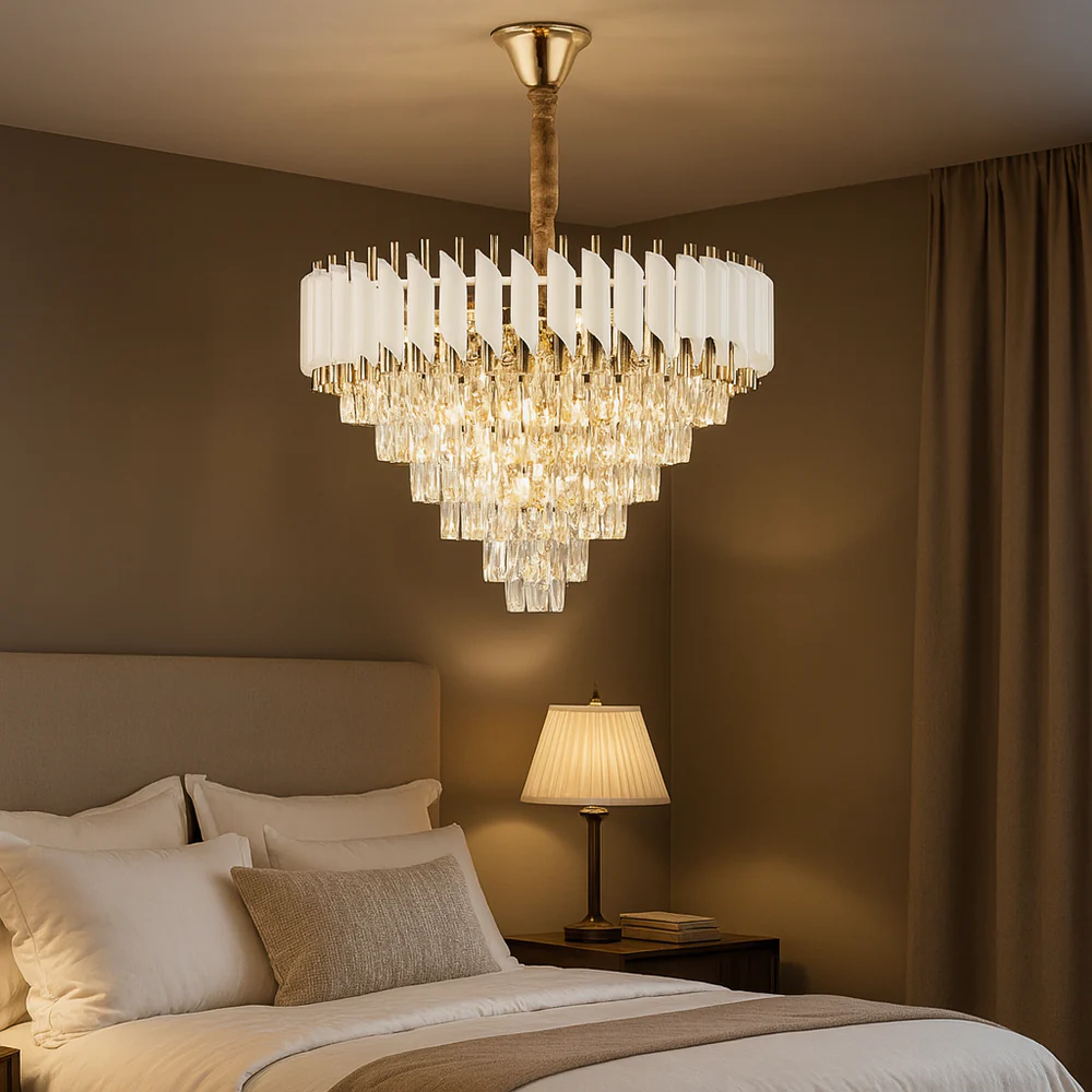 Candelabru Elegant cu Cristale si Detalii Aurii – Model 9001/600 WH+FGD, Ø60 cm [3]