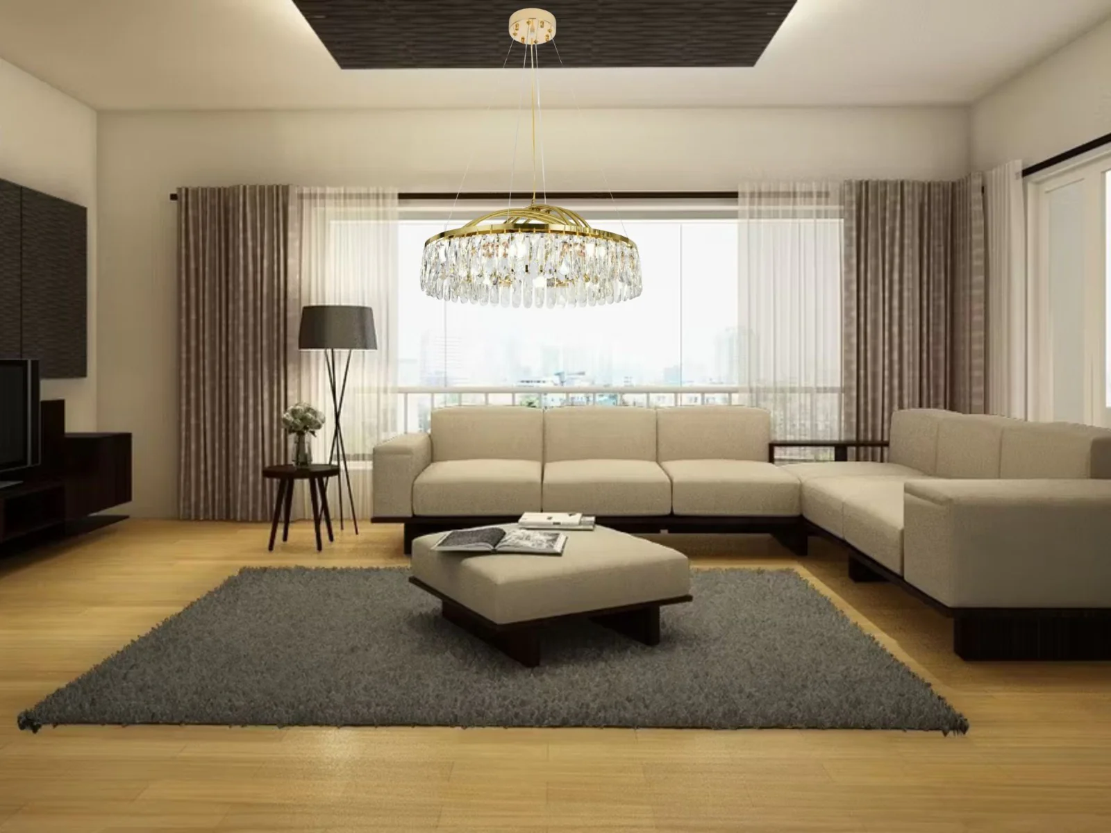 Candelabru LED cu cristale și iluminare dublă, 10 surse E27 + LED 54W, Ø ≈ 610 mm, finisaj bronz – model 6249/600 [2]