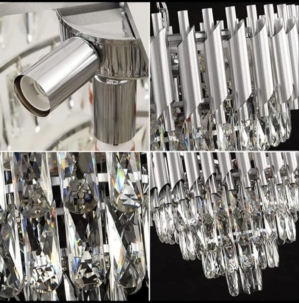 Candelabru modern 9001/600 CH, 8 x E27, diametru 60 cm, cristale și finisaj argintiu [3]