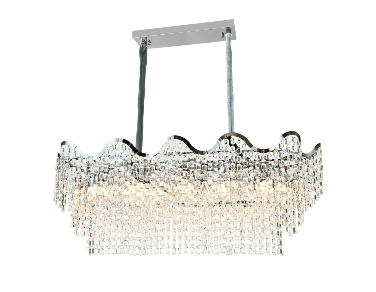 Candelabru modern cu 12 becuri E27 – Design cromat elegant (L1100×H420 mm) [2]