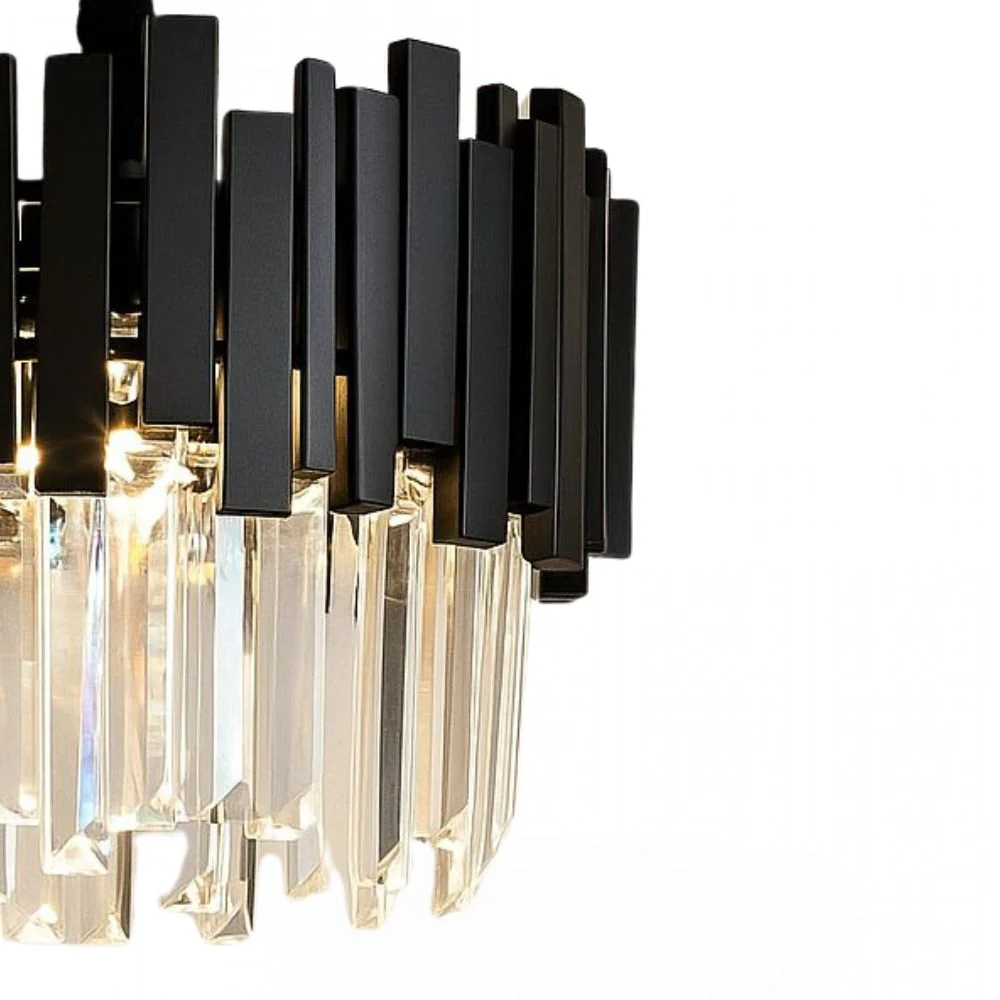 CANDELABRU NEGRU CU CRISTALE, 3×E27, 3211/30 CM, BK DESIGN ELEGANT ȘI MODERN [2]