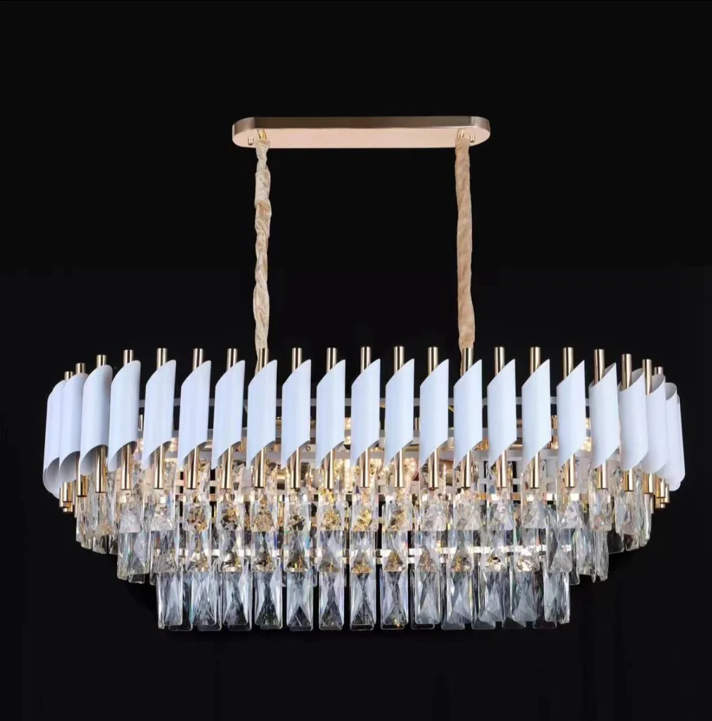 Candelabru Rectangular Elegant cu Cristale si Detalii Aurii – Model 9001/800+300 WH+FGD, [2]