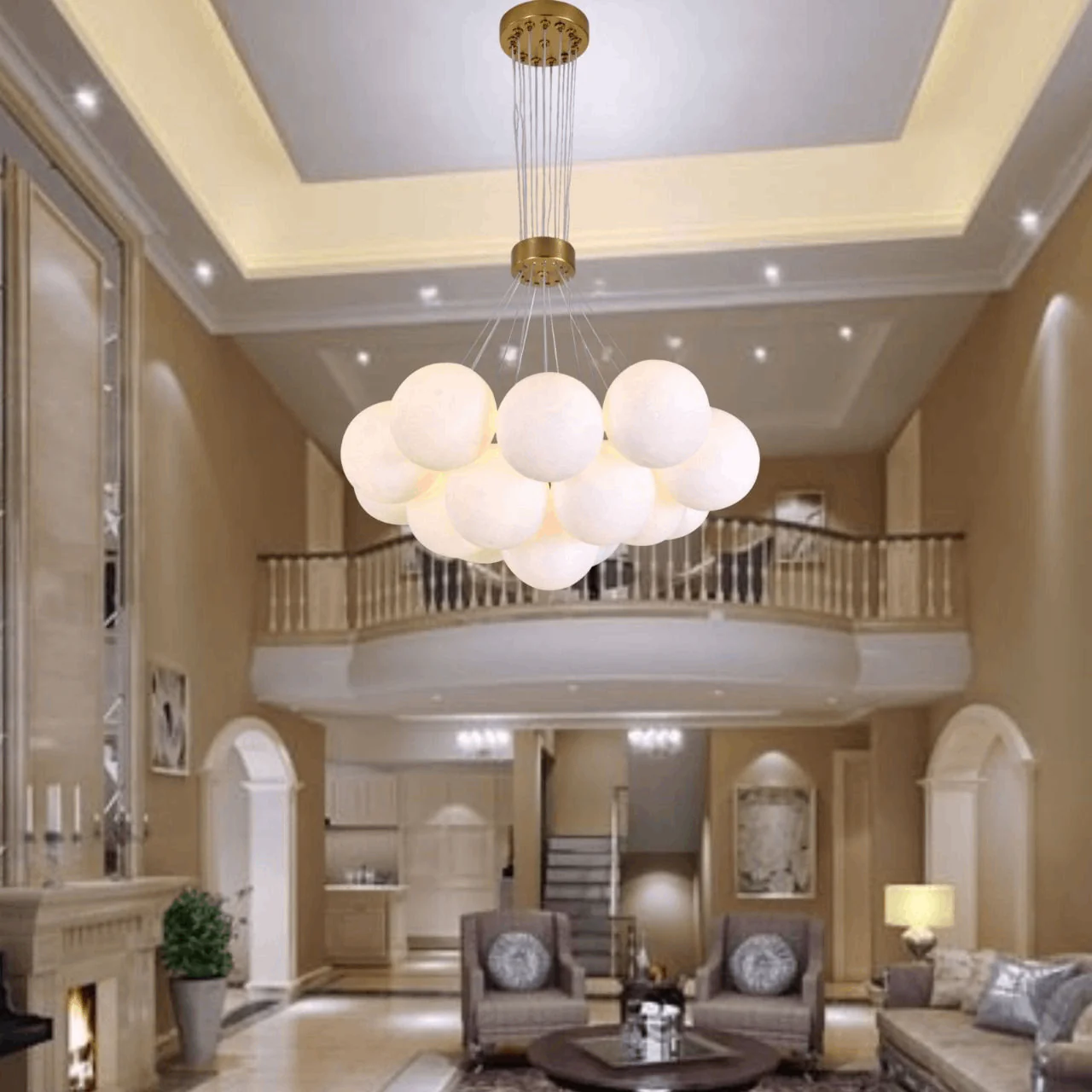 Lustra LED cu 14 globuri din sticla mata G9, Ø50 cm, H100 cm – Model 9859/14 [3]