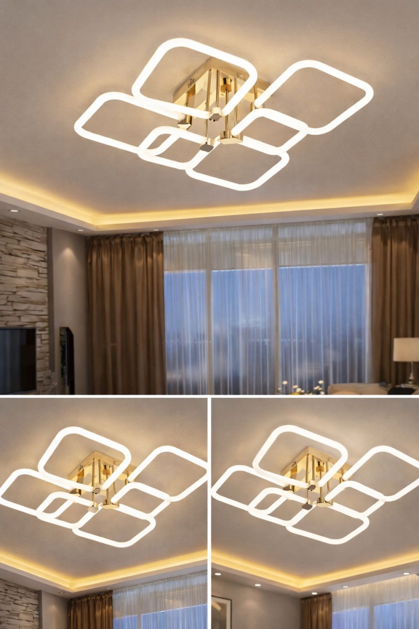 Lustra LED decorativă cu lumină reglabila, Model 26077/4+2GD+WH [2]