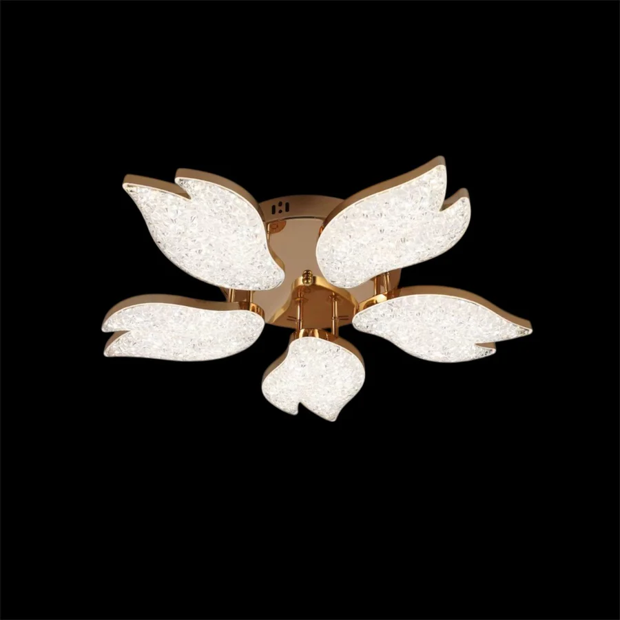 Lustra LED moderna aurie cu petale acrilice, 100W, Ø61 cm, model 9141/5 FGD, lumină 3000–6500K, telecomandă [6]