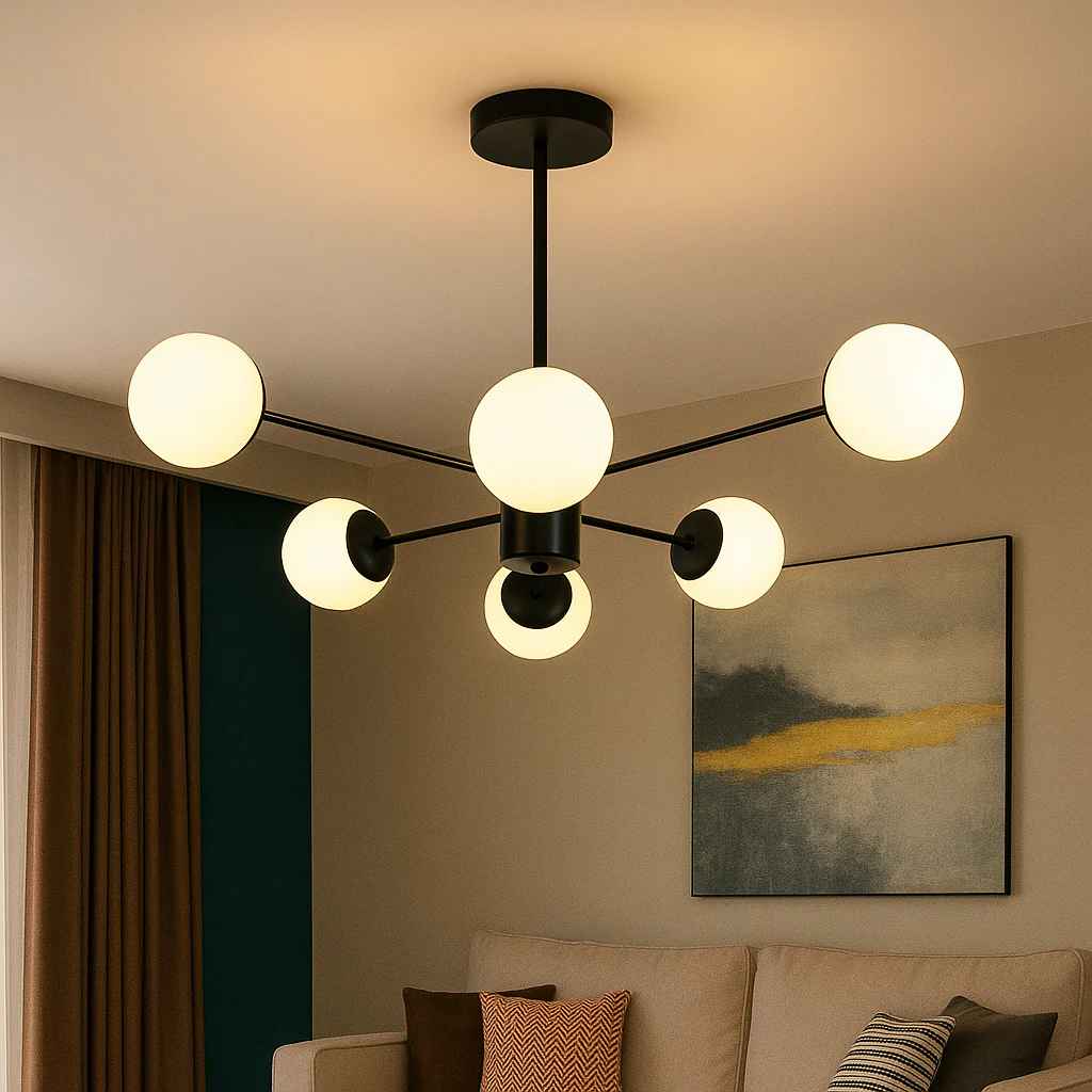 Lustra LED moderna neagra cu 6 brațe – Design elegant pentru living – 9856/6 [2]