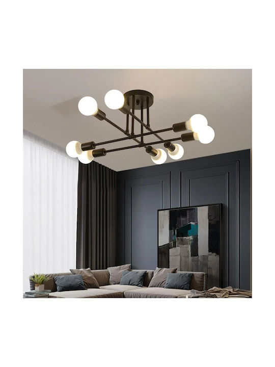 Lustra LED modernă neagră cu 8 becuri – Design minimalist E27 – 9855/8 [3]