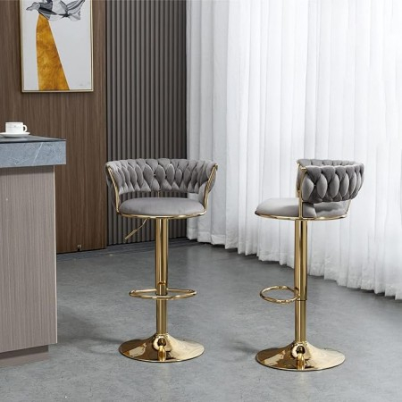 Scaun Bar Catifea Gri ABS 118 - Elegant, Stabil, Reglabil [3]