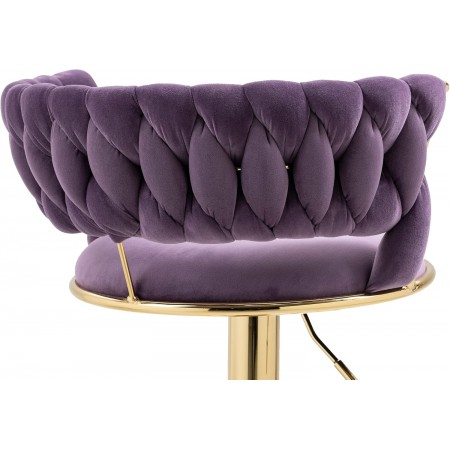 Scaun de bar modern, reglabil si rotativ, cu cadru auriu si tapiterie mov din velvet [5]