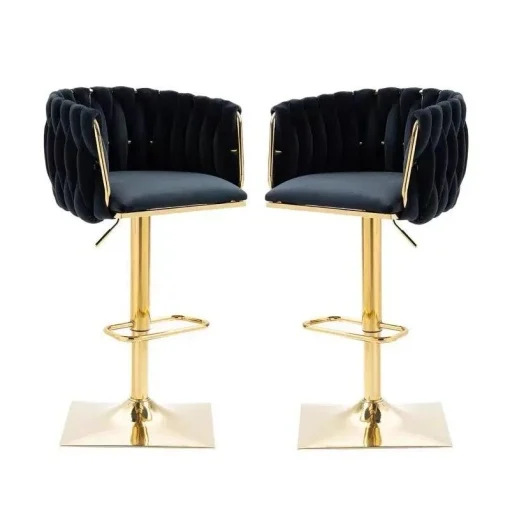 Scaun Make-up Glamour, Negru cu Baza Aurie ,Insula [2]