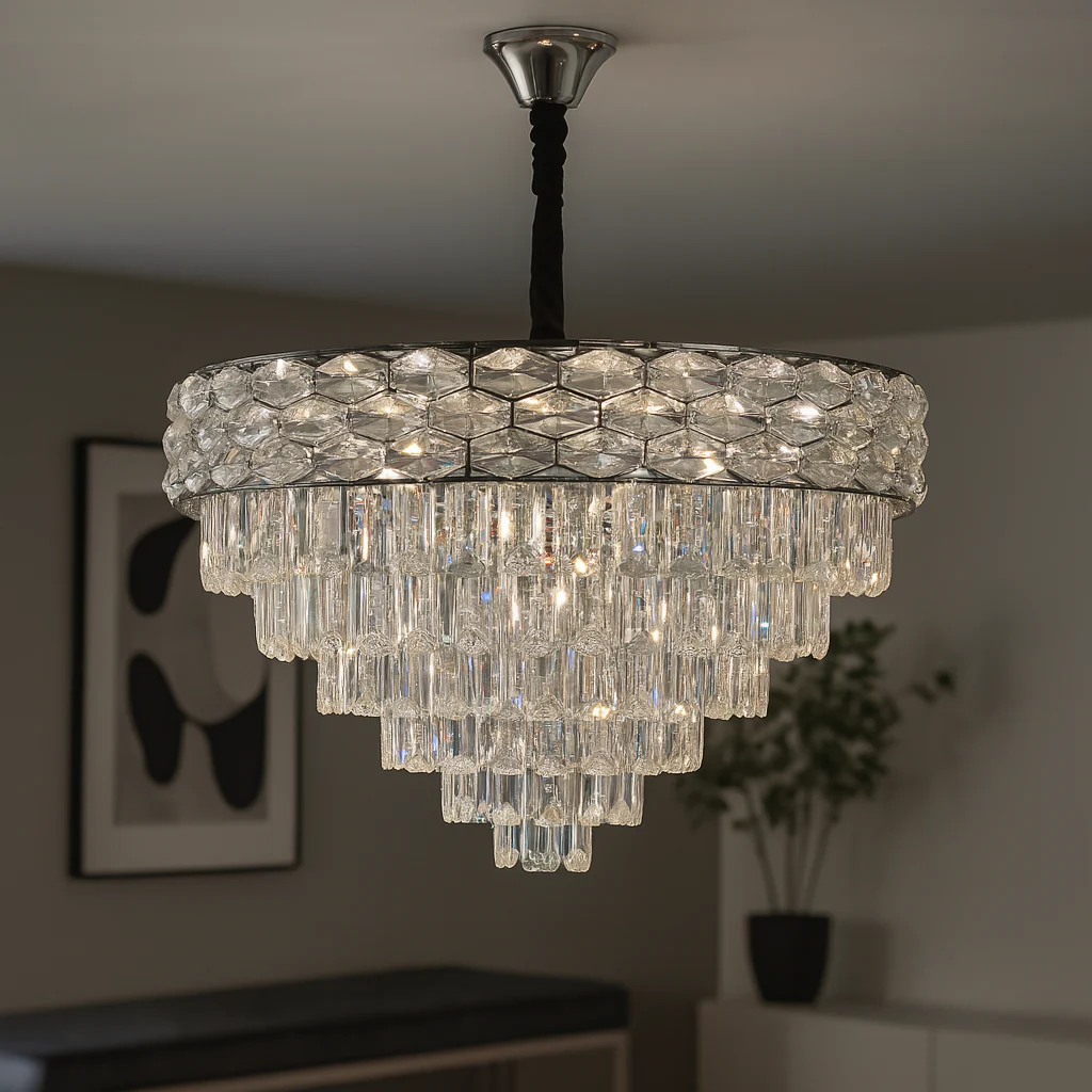 Candelabre - Candelabru cu 10 surse E27, Ø ≈ 600 mm, finisaj crom – model 72002/600 CH