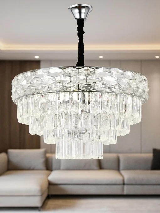 Candelabre - Candelabru cu 8 surse E27, Ø ≈ 500 mm, finisaj crom – model 72002/500 CH