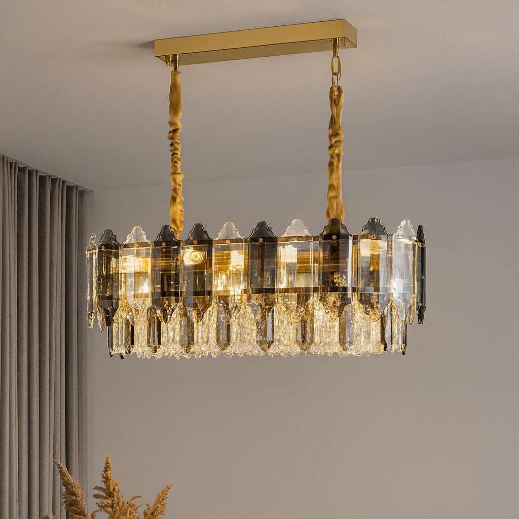 Candelabre - Candelabru dreptunghiular cu 12 surse E27, 800 × 300 mm, finisaj auriu – model 20564/800+300 FGD