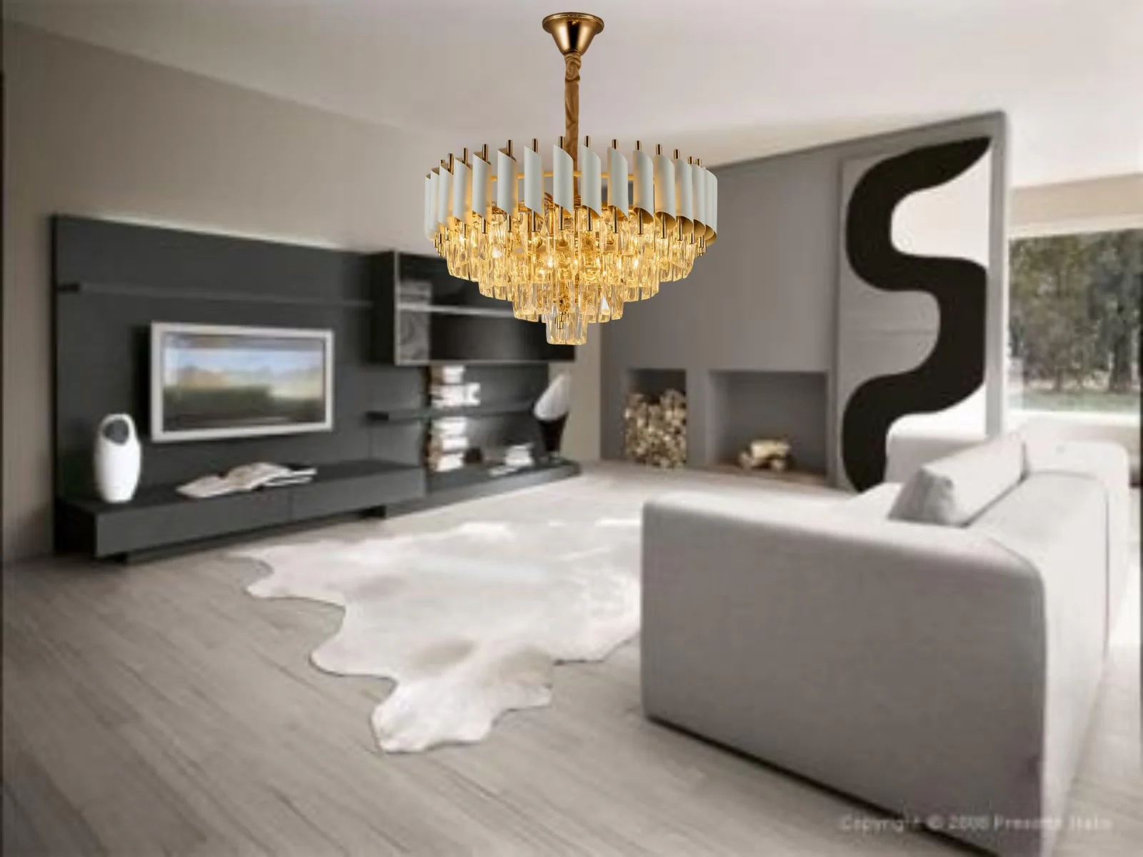 Candelabre - Candelabru Elegant Auriu cu Accente Albe și Cristale – Model 9001/400 WH+FGD