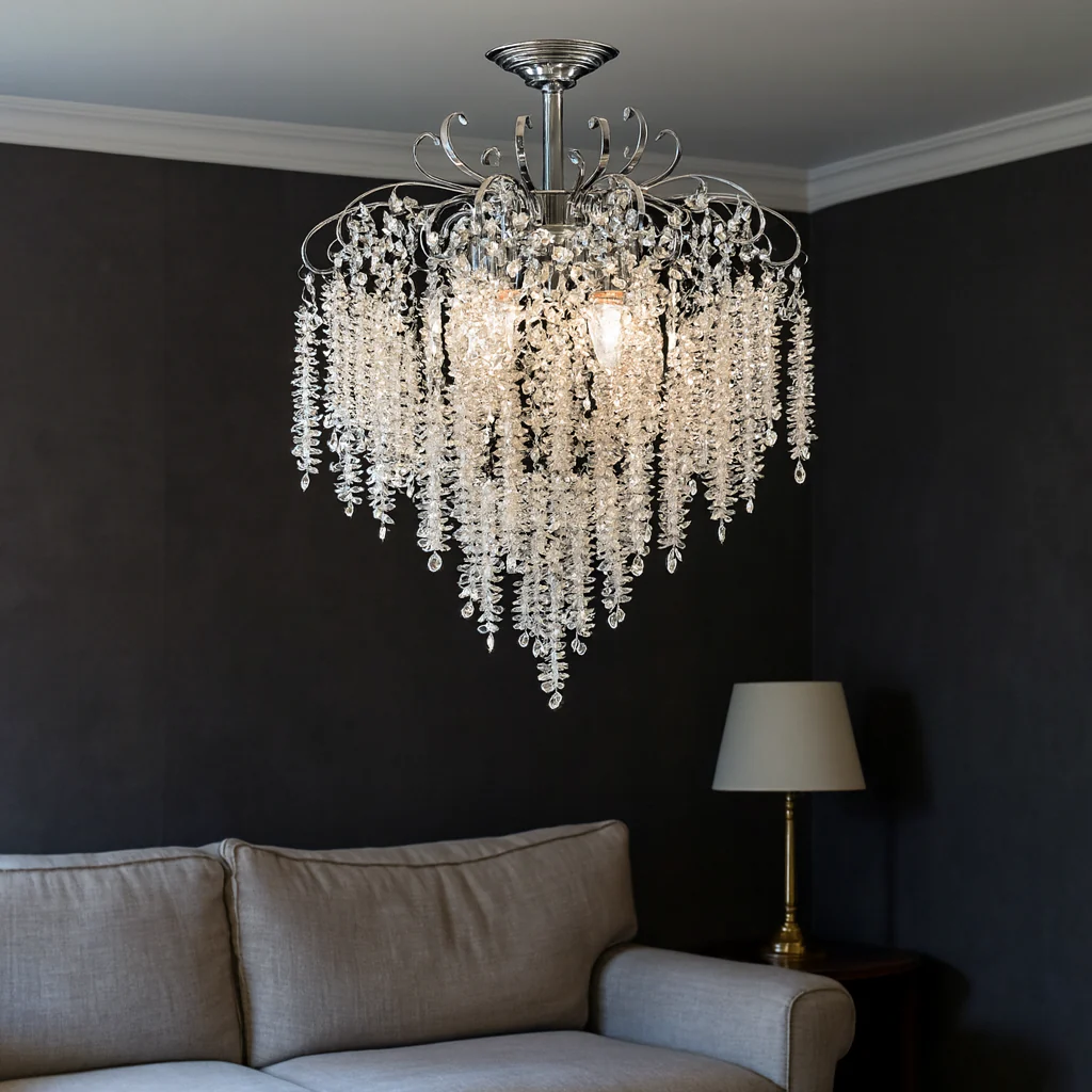 Candelabre - Candelabru elegant cu cristale, Ø470×H420 mm, 5 becuri E27 max 60W, 98194/5