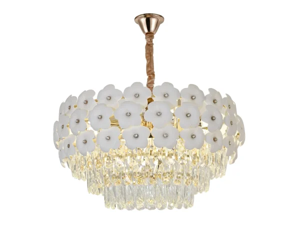 Candelabre - Candelabru elegant cu flori decorative, 10 becuri E27, Ø600×H320 mm – model 70057/600 FGD