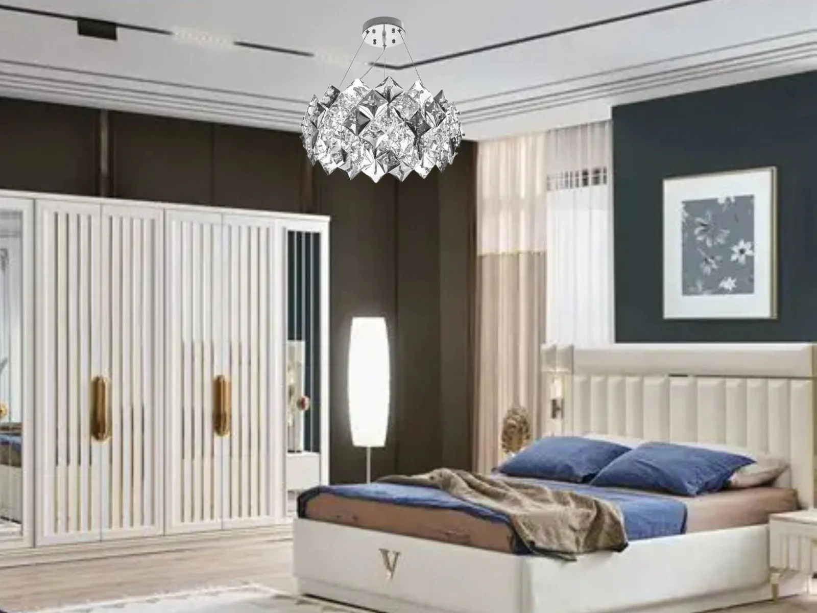 Candelabre - Candelabru modern cu 6 becuri E27 – Model 89005/500CR, Ø500 mm, finisaj crom lucios