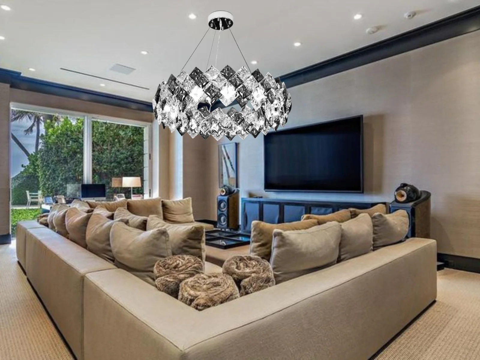 Candelabre - Candelabru modern cu 8 becuri E27 – Model 89005/600CR, Ø600 mm, finisaj crom lucios