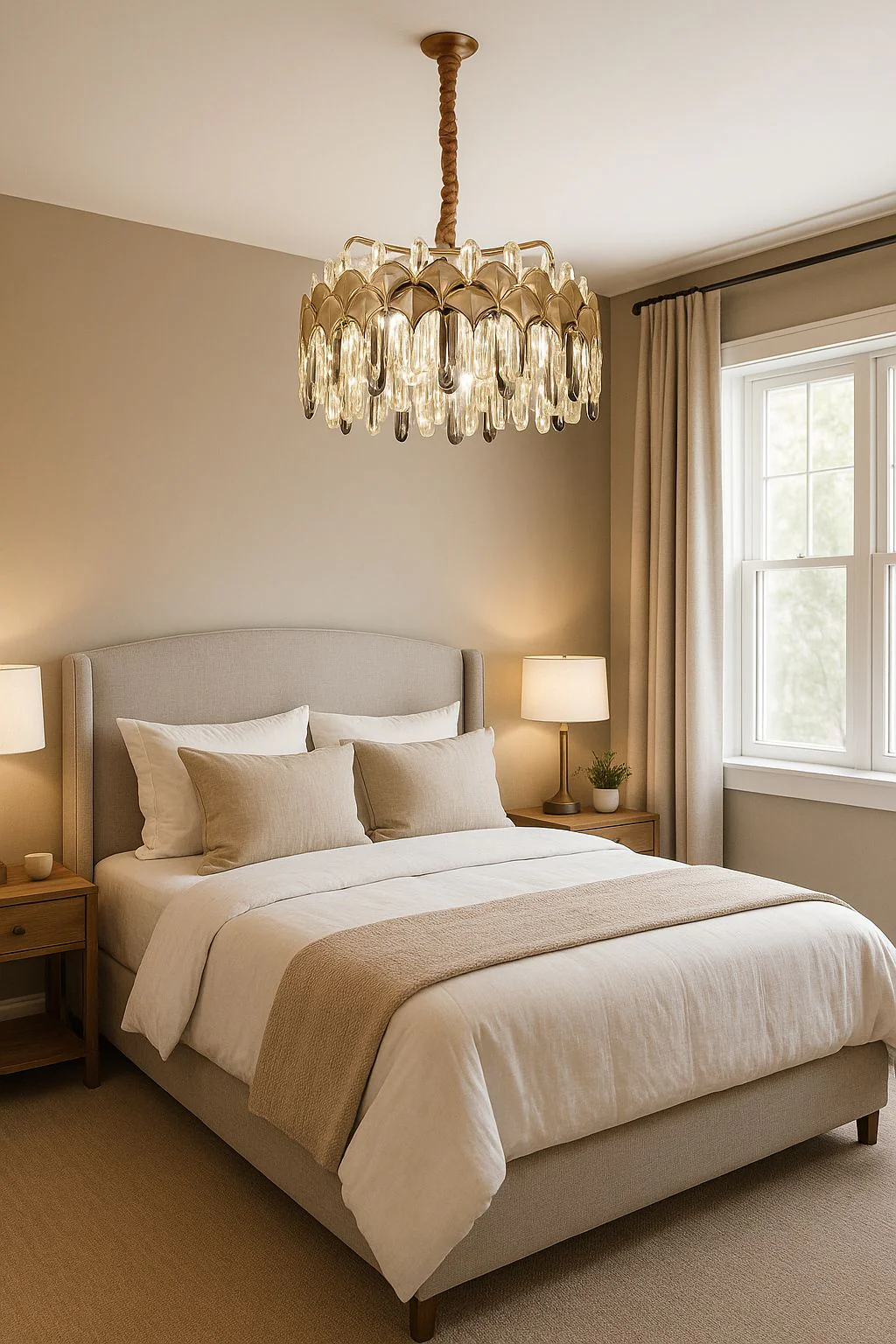 Candelabre - Candelabru Ø380×H285 mm, LED 144W, design cu cristale lungi și structură aurie modernă 98093/400