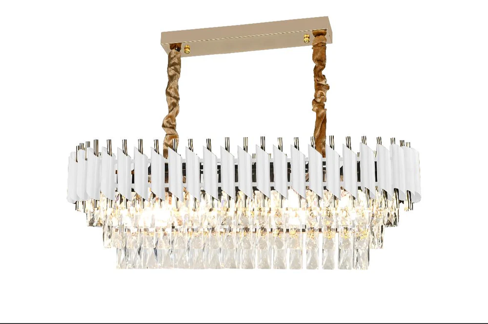 Candelabre - Candelabru Rectangular Elegant cu Cristale si Detalii Aurii – Model 9001/800+300 WH+FGD,