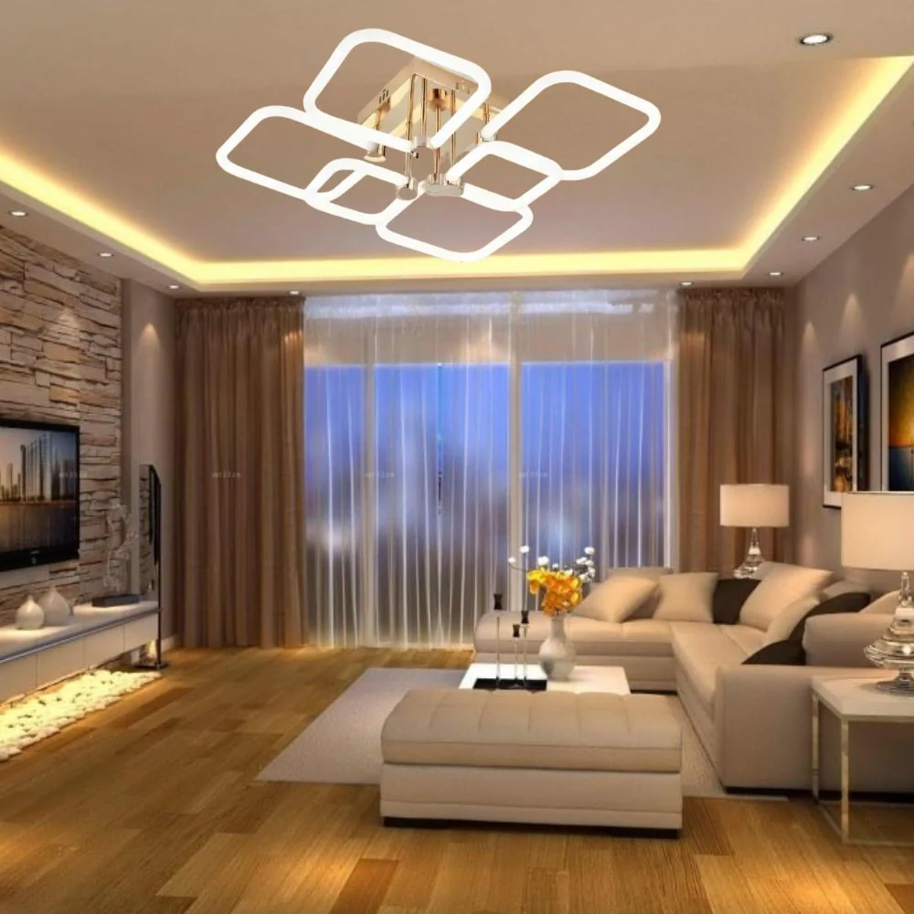 Lustre LED - Lustra LED decorativă cu lumină reglabila, Model 26077/4+2GD+WH