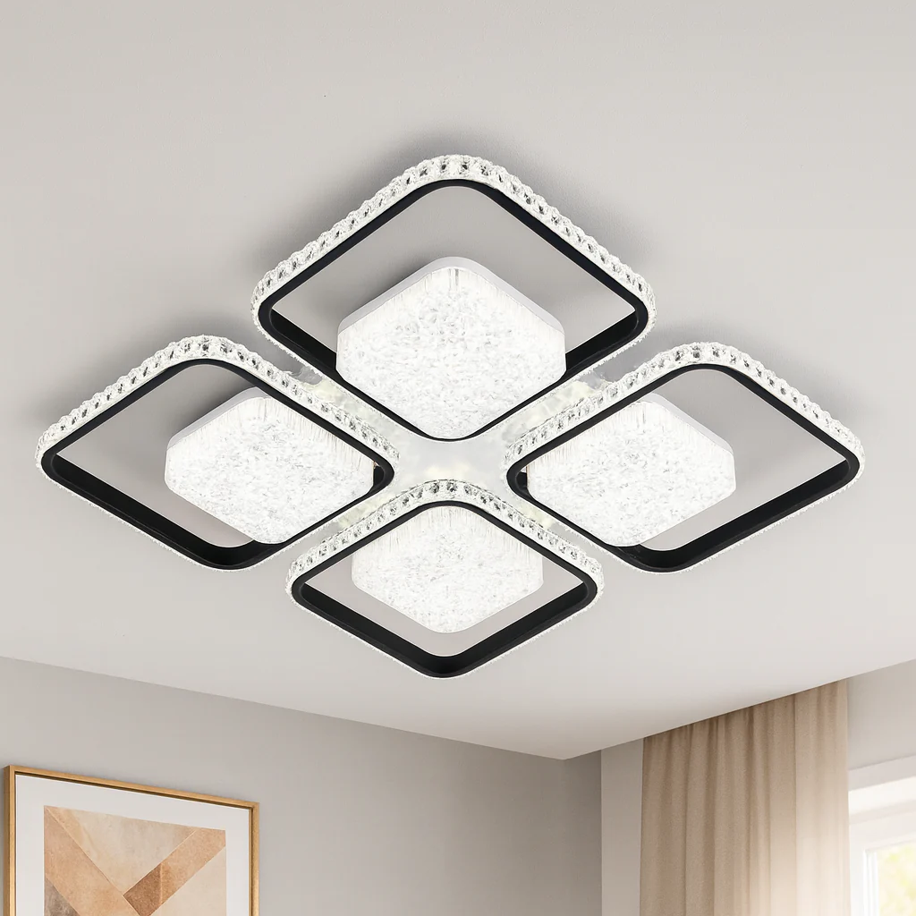 Lustre LED - Lustra LED moderna, 530×530×70 mm, 108×2W, telecomanda, 26233/4+4 WH