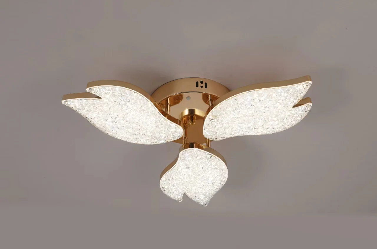 Lustre LED - Lustra LED moderna cu 3 aripi acrilice, 60W, dimabilă cu telecomandă, Ø54 cm, model 9141/3 FGD