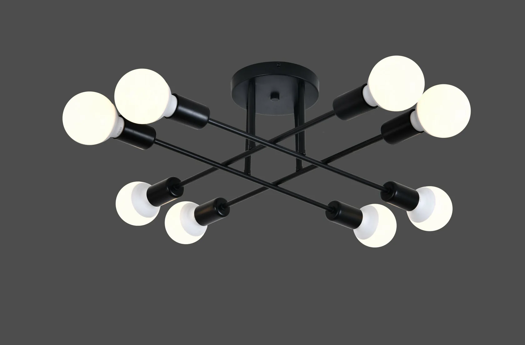 Lustre LED - Lustra LED modernă neagră cu 8 becuri – Design minimalist E27 – 9855/8