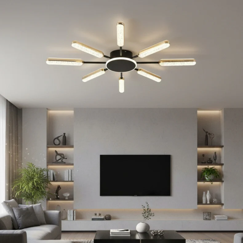 Lustre LED - Lustra LED moderna, Ø762×H70 mm, 65×2W, telecomanda, 77265/4+4BK+JIN