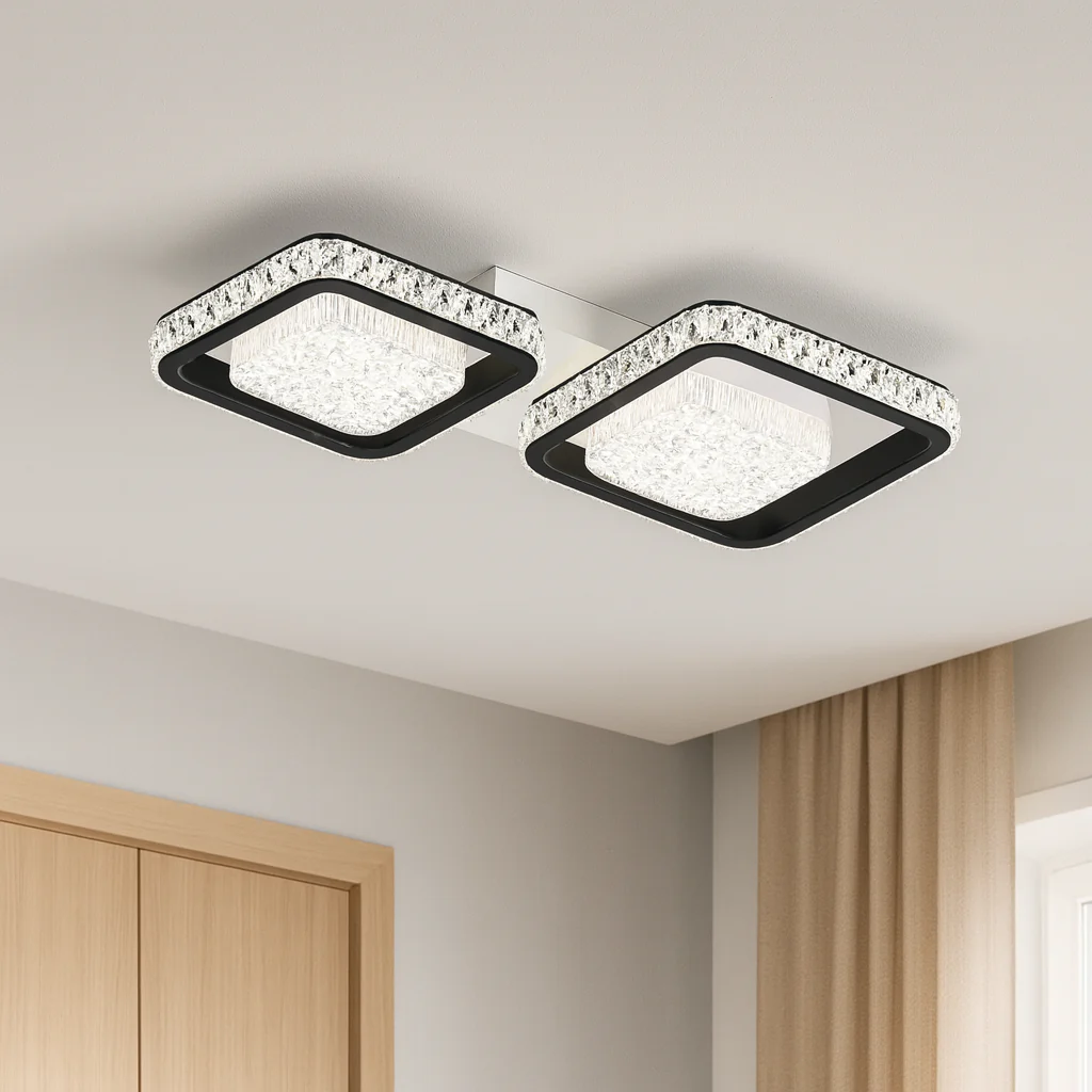 Lustre LED - Lustra LED, Ø260×H160 mm, E27 max 60W, 26233/2+2WH