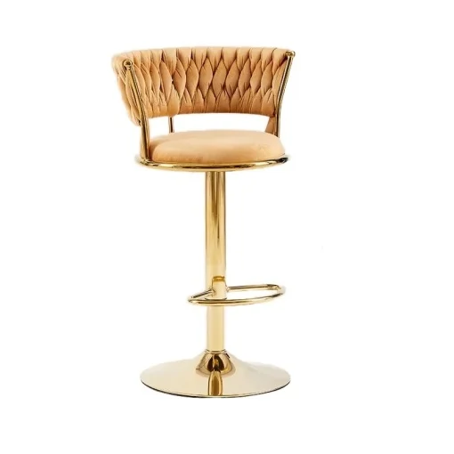 Scaune - Scaun Bar Catifea  - Lux, Reglabil, Auriu